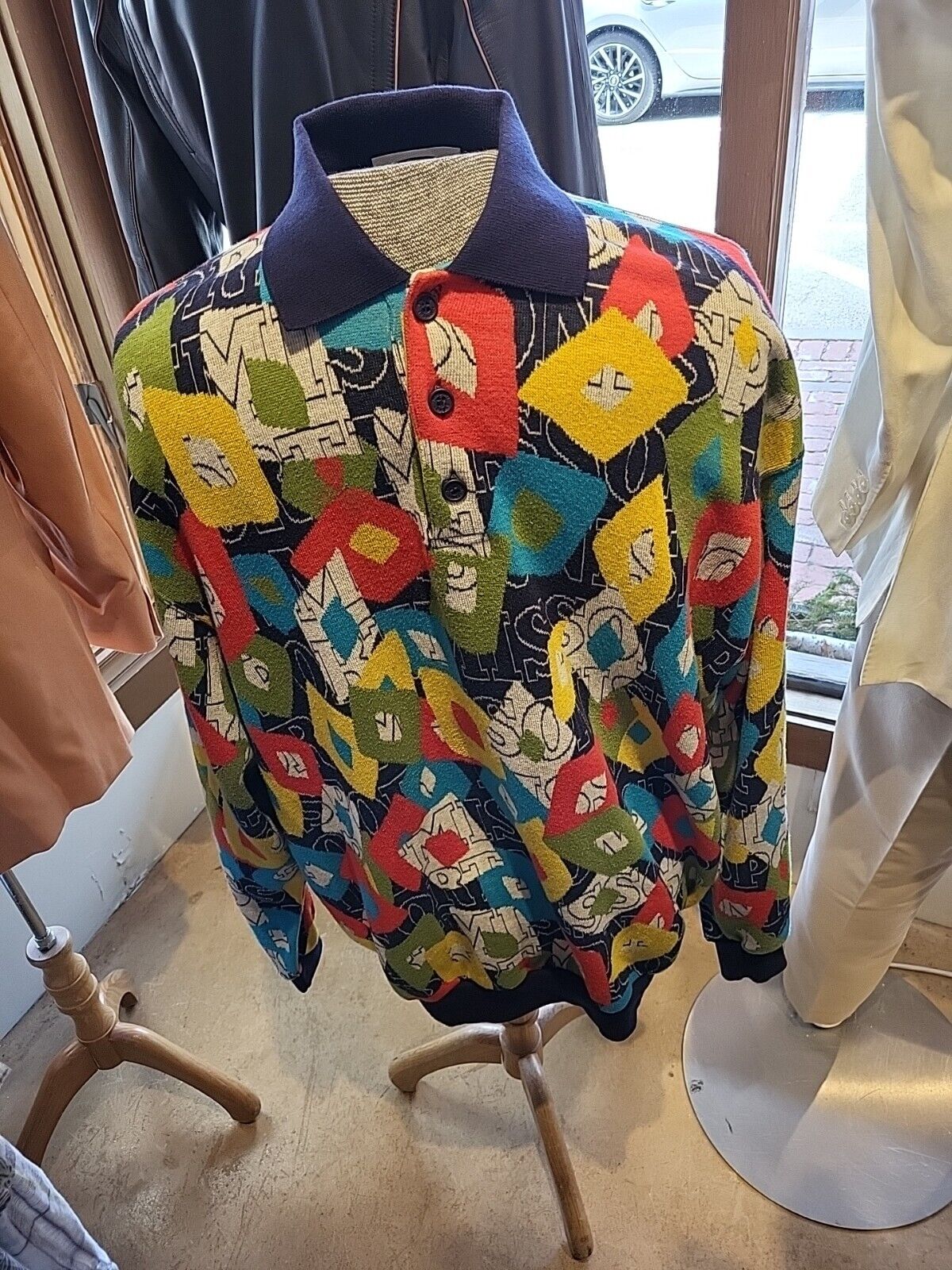 Vintage Missoni Sweater Mens XL Geometric multi color  cotton