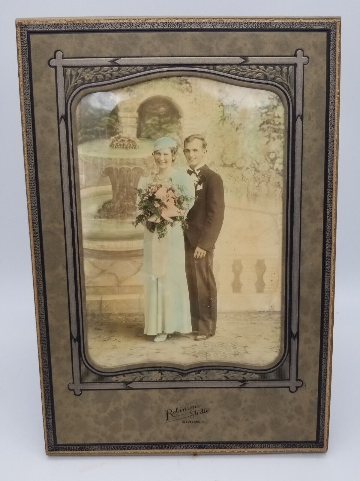 Couple Engagement Wedding Formal Romantic Black & White Photo Hand Colored