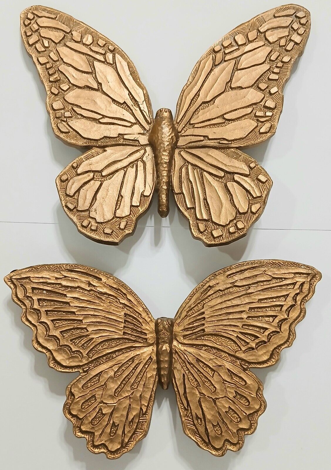 Vintage HOMCO Gold Tone Plastic Butterflies MCM 1971 Wall Decor Hanging EUC