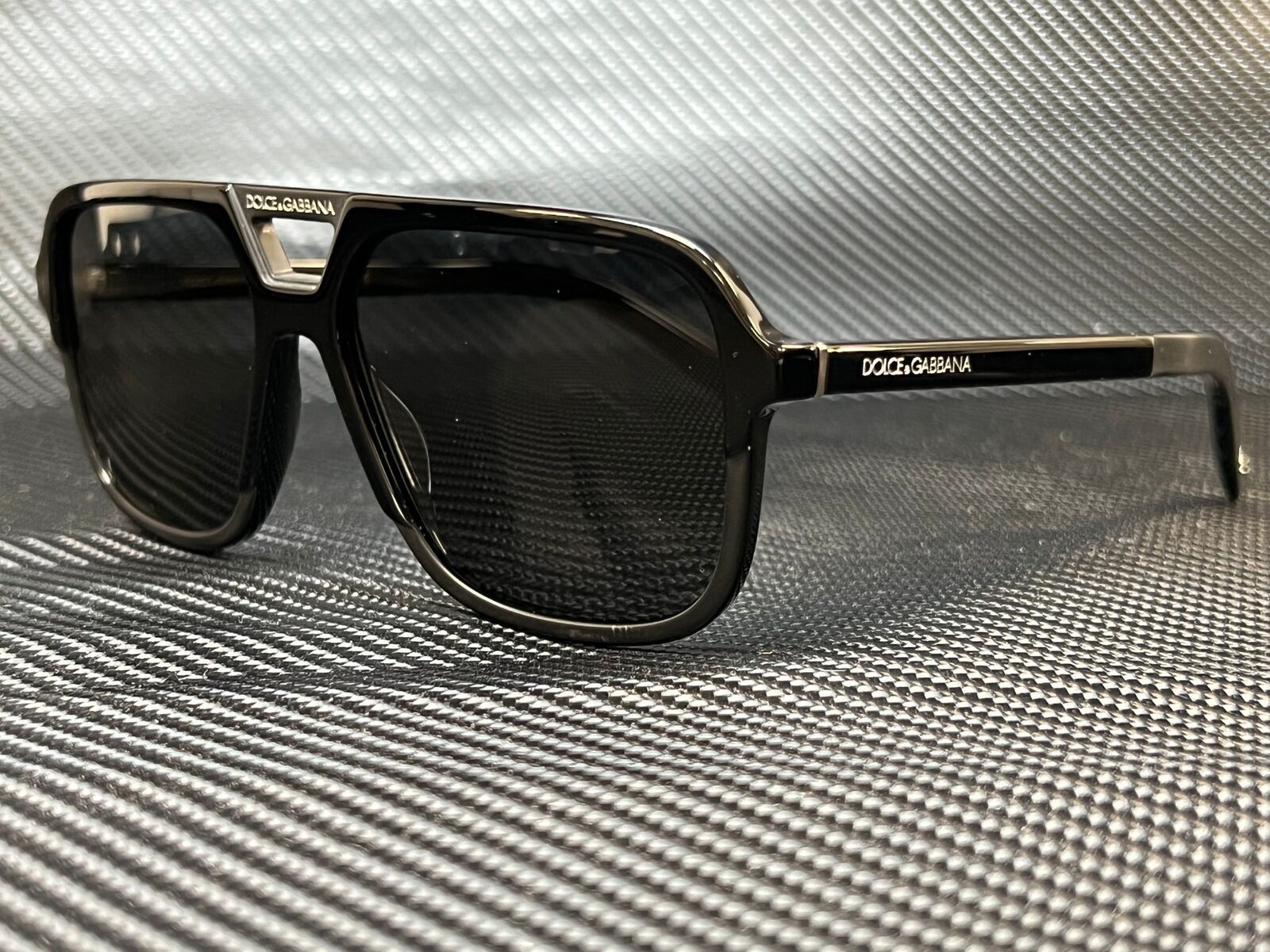 DOLCE & GABBANA DG4354 501 87 Black Rectangle Square Men\'s 58 mm Sunglasses