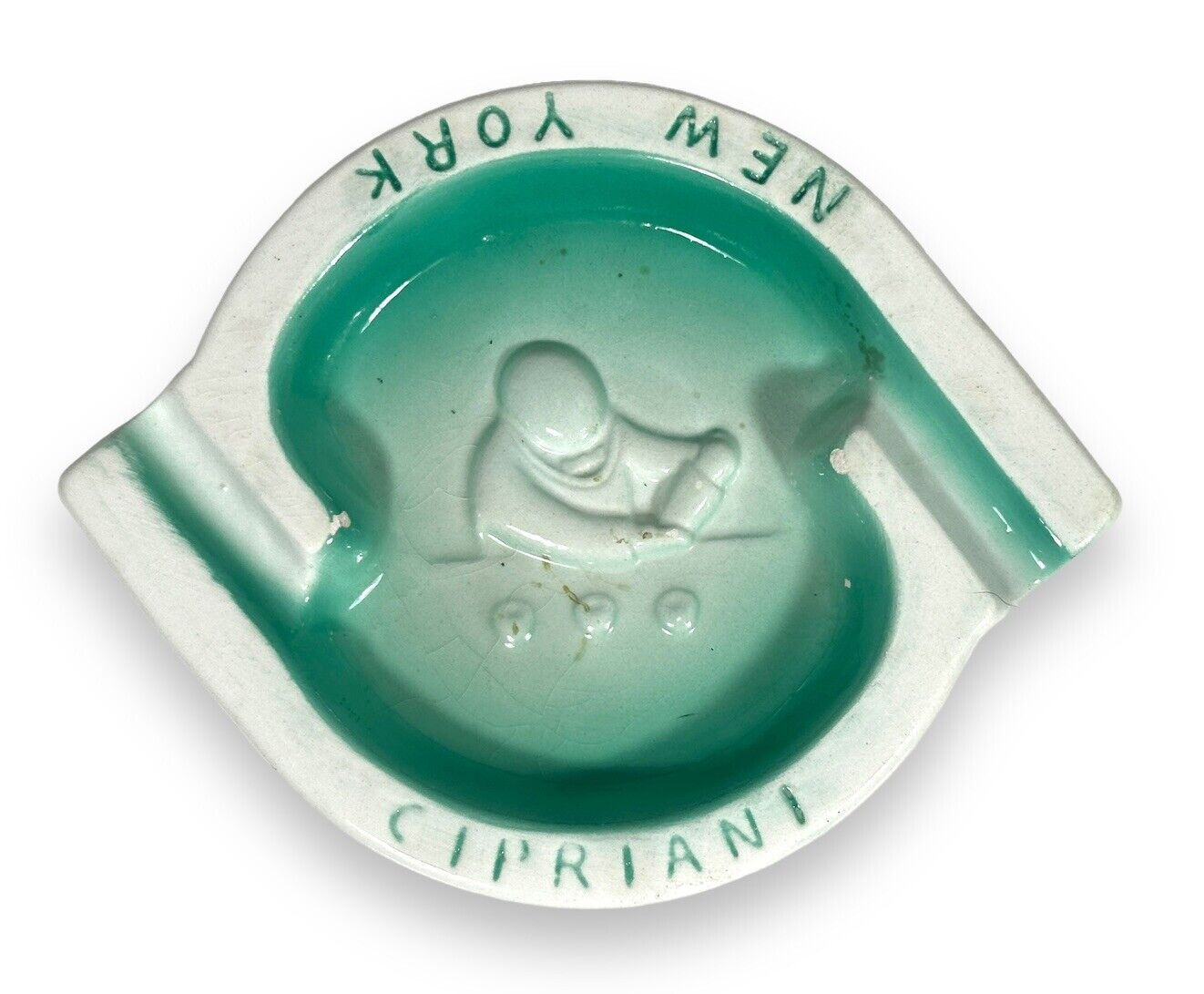 Cipriani Green Mint Harry\'s Bar New York Ceramic Ashtray Vintage