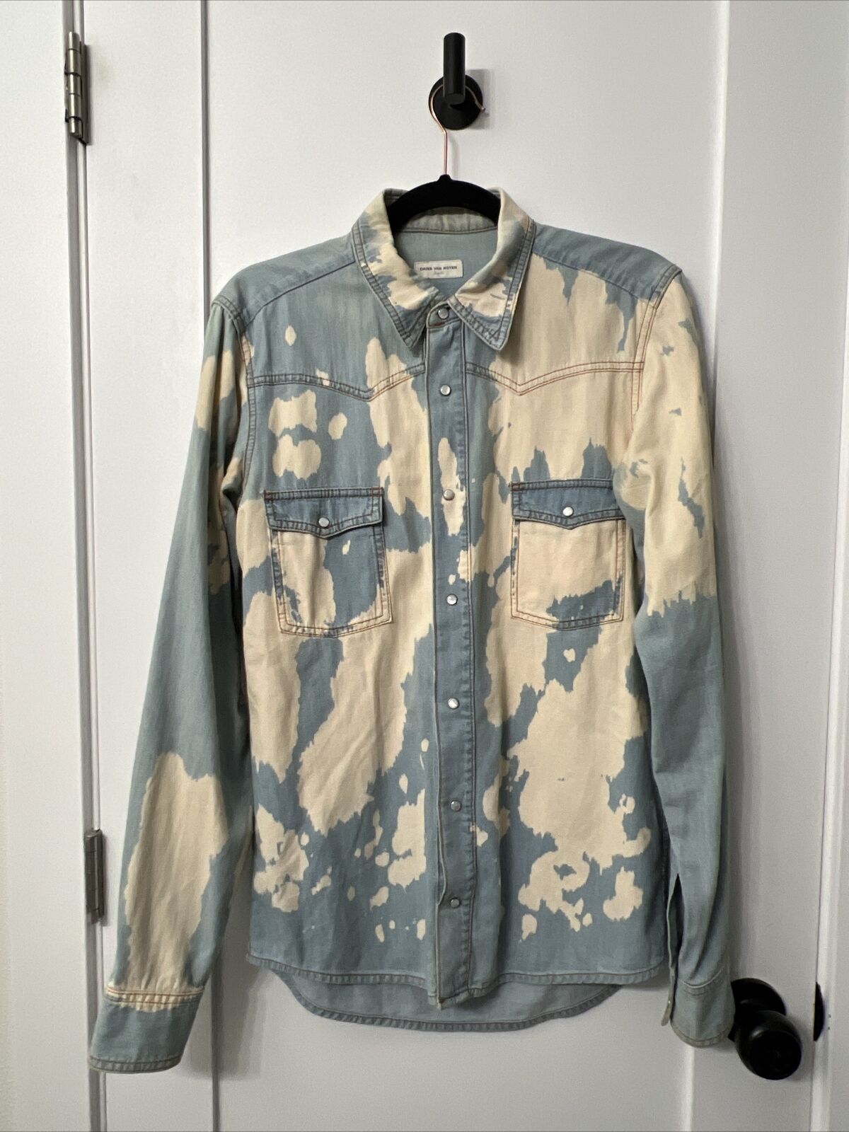 Dries Van Noten Men\'s Acid Wash Western Denim Shirt, SS11 Collection, Cotton