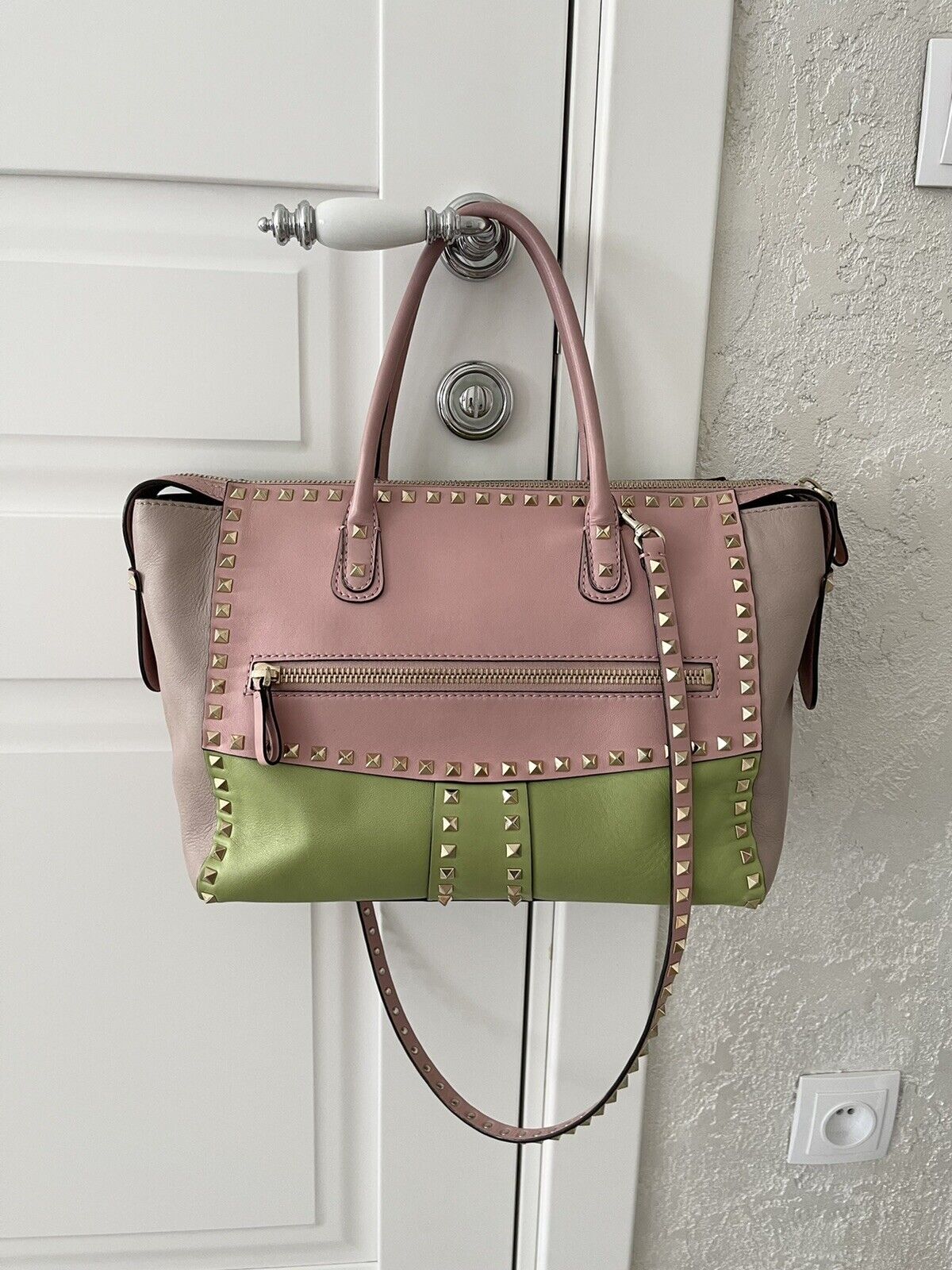 Valentino Garavani Rockstud Multicolor Large Leather Tote Bag Handbag AUTHENTIC