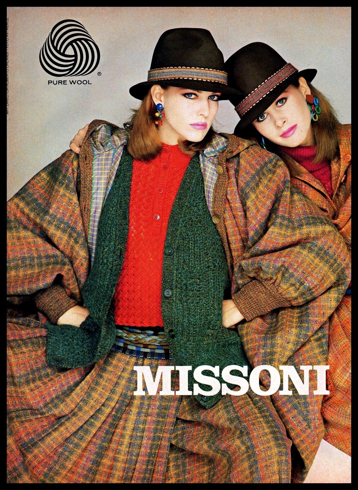 1982 Missoni Pure Wool Fashion Women Hat Fashion VintagePhoto PRINT AD 1980s 
