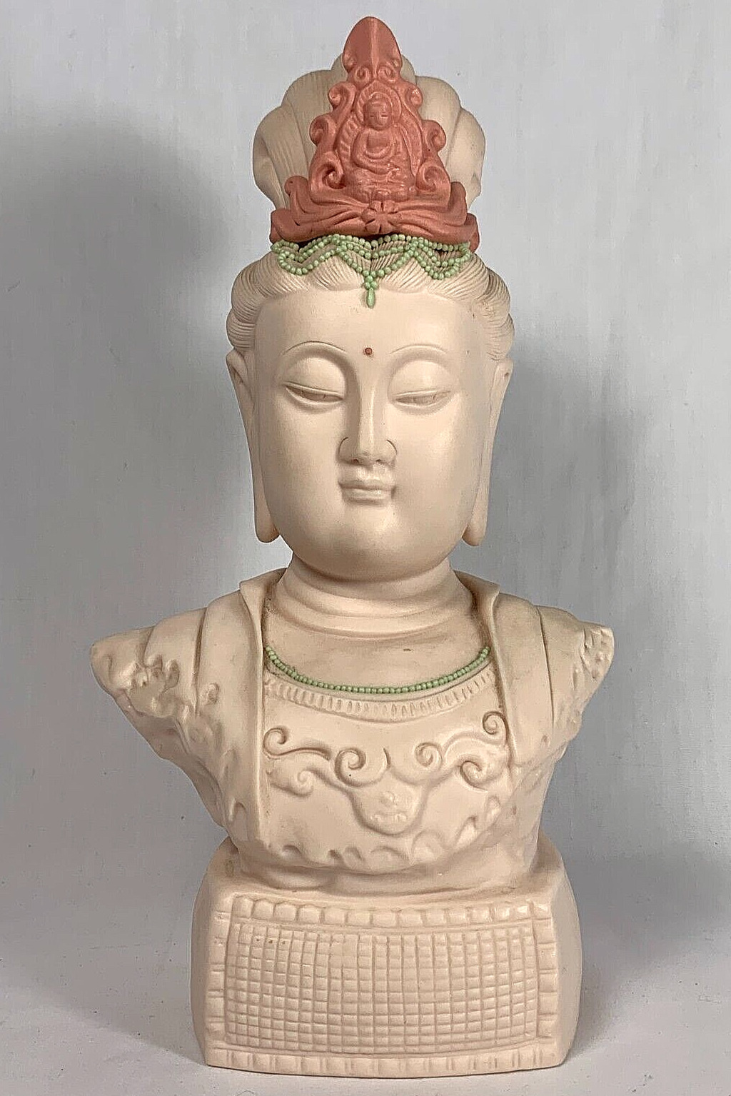 Porcelain Kwanyin Guan Quan Kwan Yin Guanyin Kannon Head Bust Chinese Signed