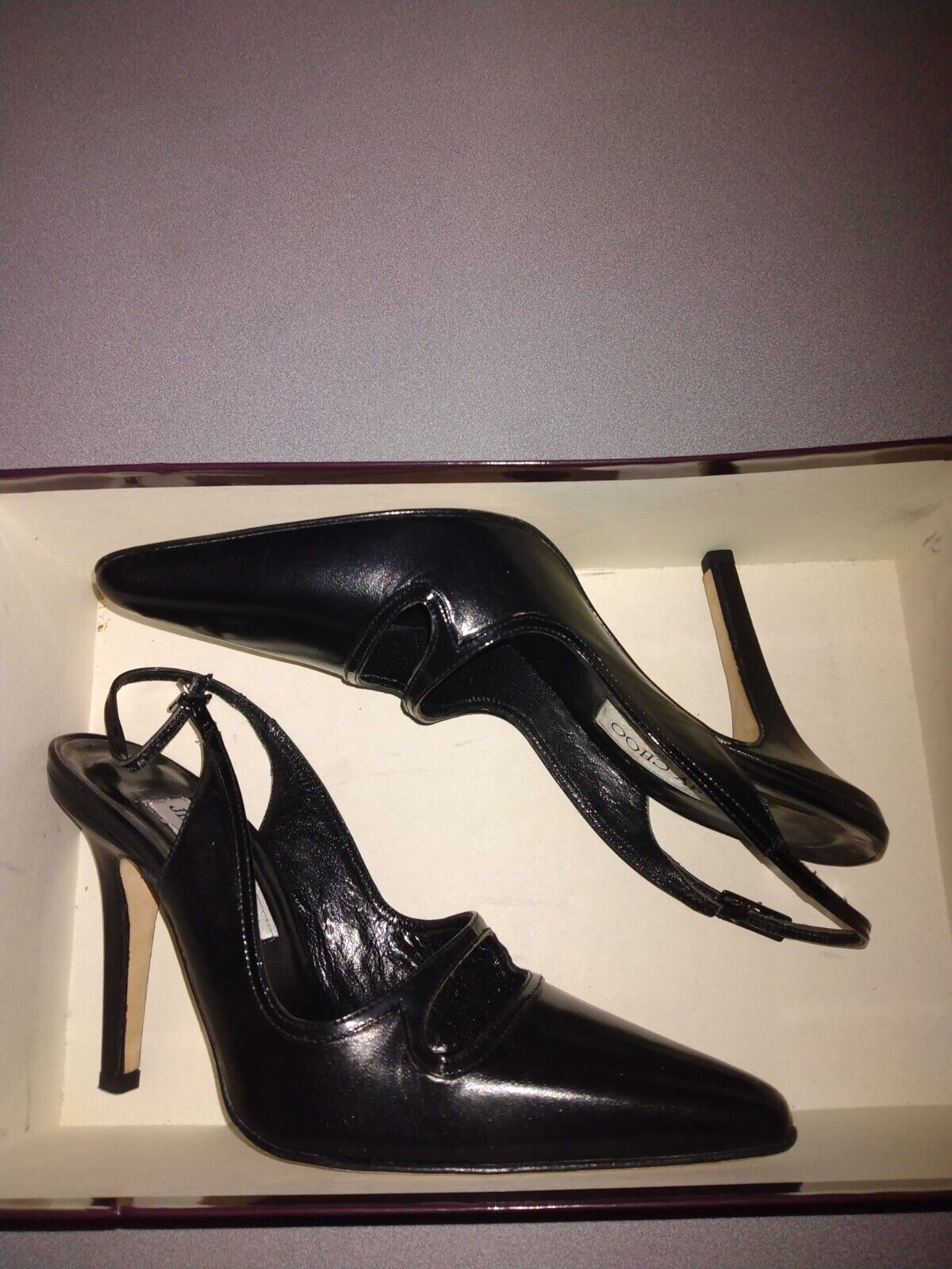 NEW Jimmy Choo Shoes Black sz 36 / 6 Buckle Leather Slingbacks Pumps, new  w/box