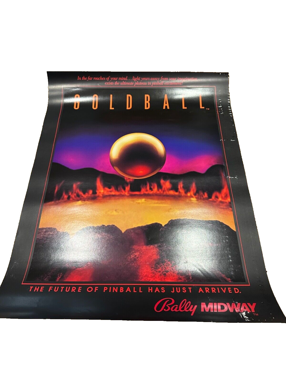 Bally GOLD BALL 1983 Original NOS Pinball Machine Flipper Game 24”X 19” Poster