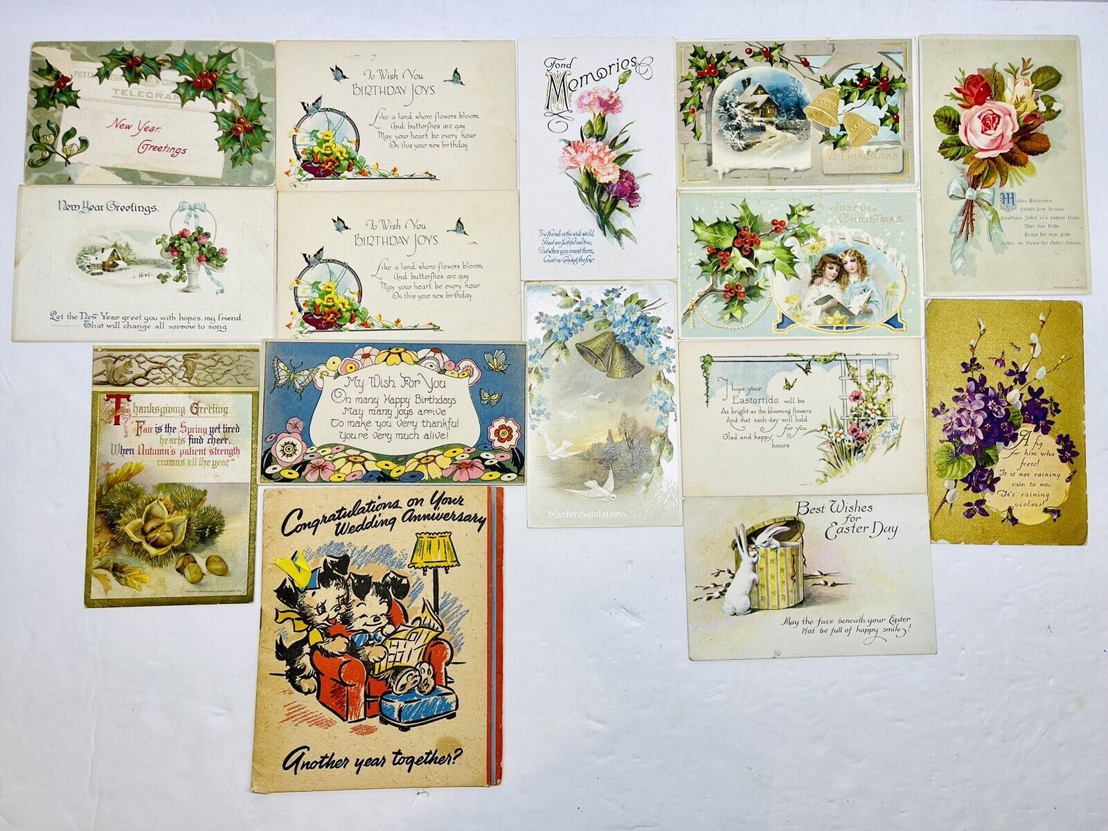 15 Antique Vintage Postcards Unused Old Stock Christmas Easter Birthday+ Lot