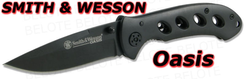 Smith & Wesson Oasis Black Drop Point Plain SW423B NEW