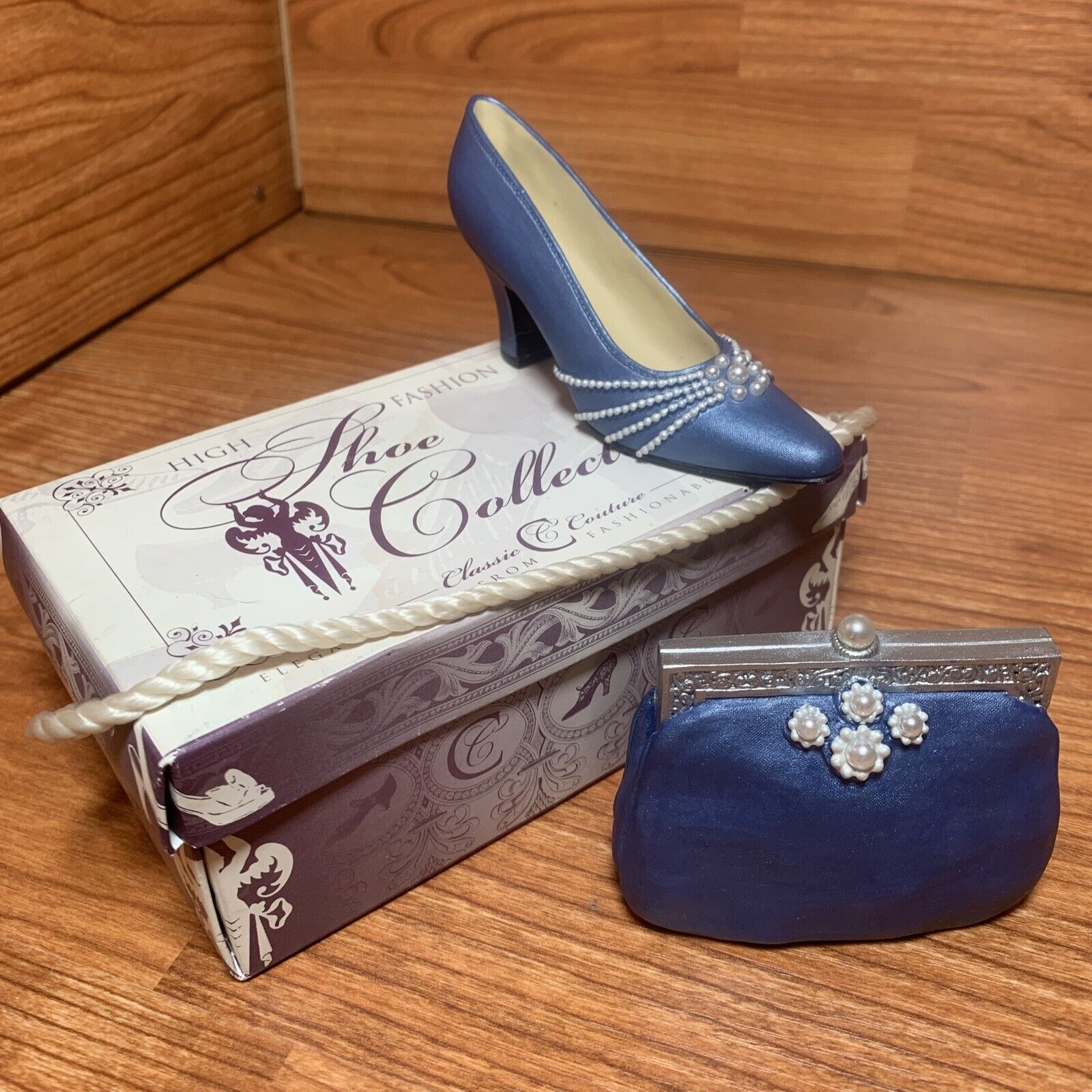 Classic Couture Lady Allegra Fashion Handbag and Shoe Miniatures Pearl Accents
