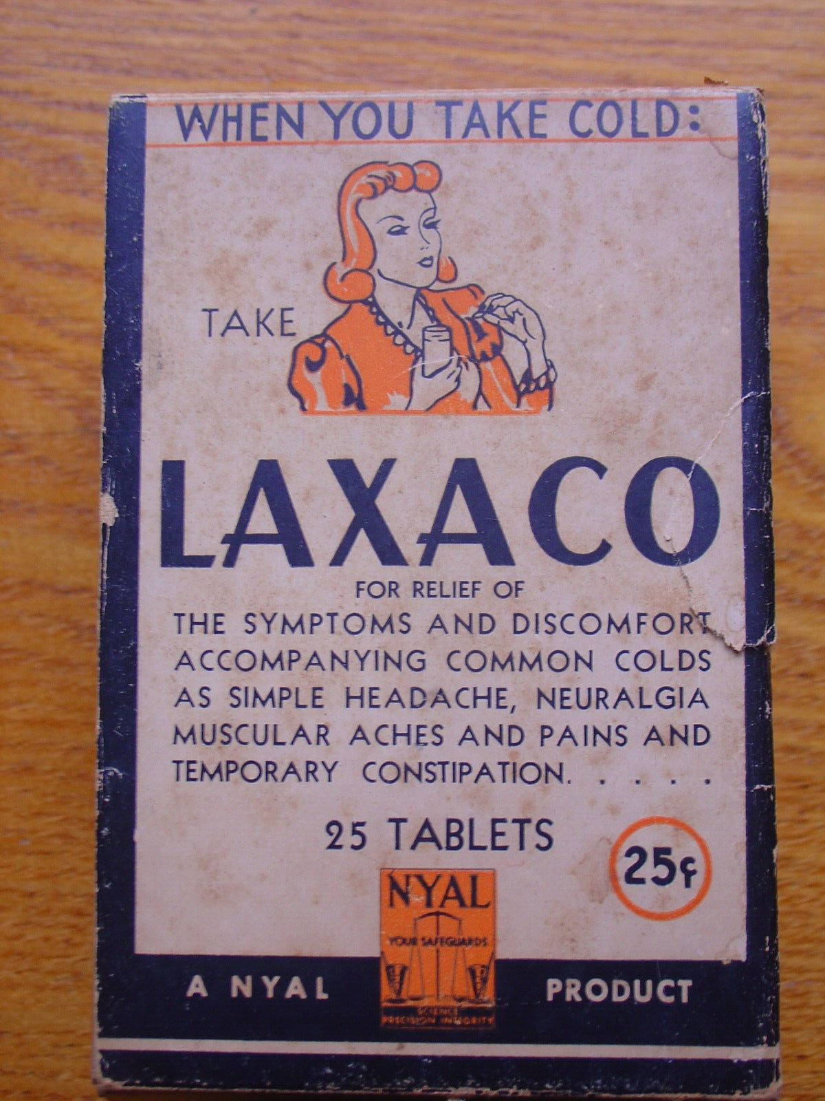 Vintage Store Display Box ONLY Laxaco Colds Laxative Nyal Co Detroit Michigan