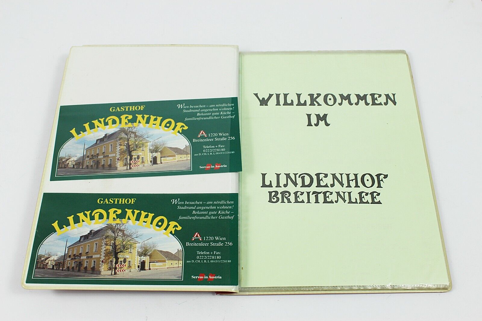 Vintage Menu LINDENHOF BREITENLEE Restaurant Austria in Hard Case 1980s?