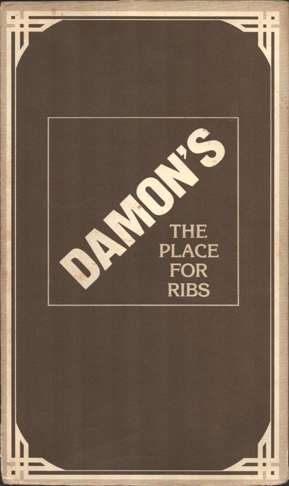 1986 DAMON\'S: THE PLACE FOR RIBS vintage restaurant dining menu EAST COAST CHAIN