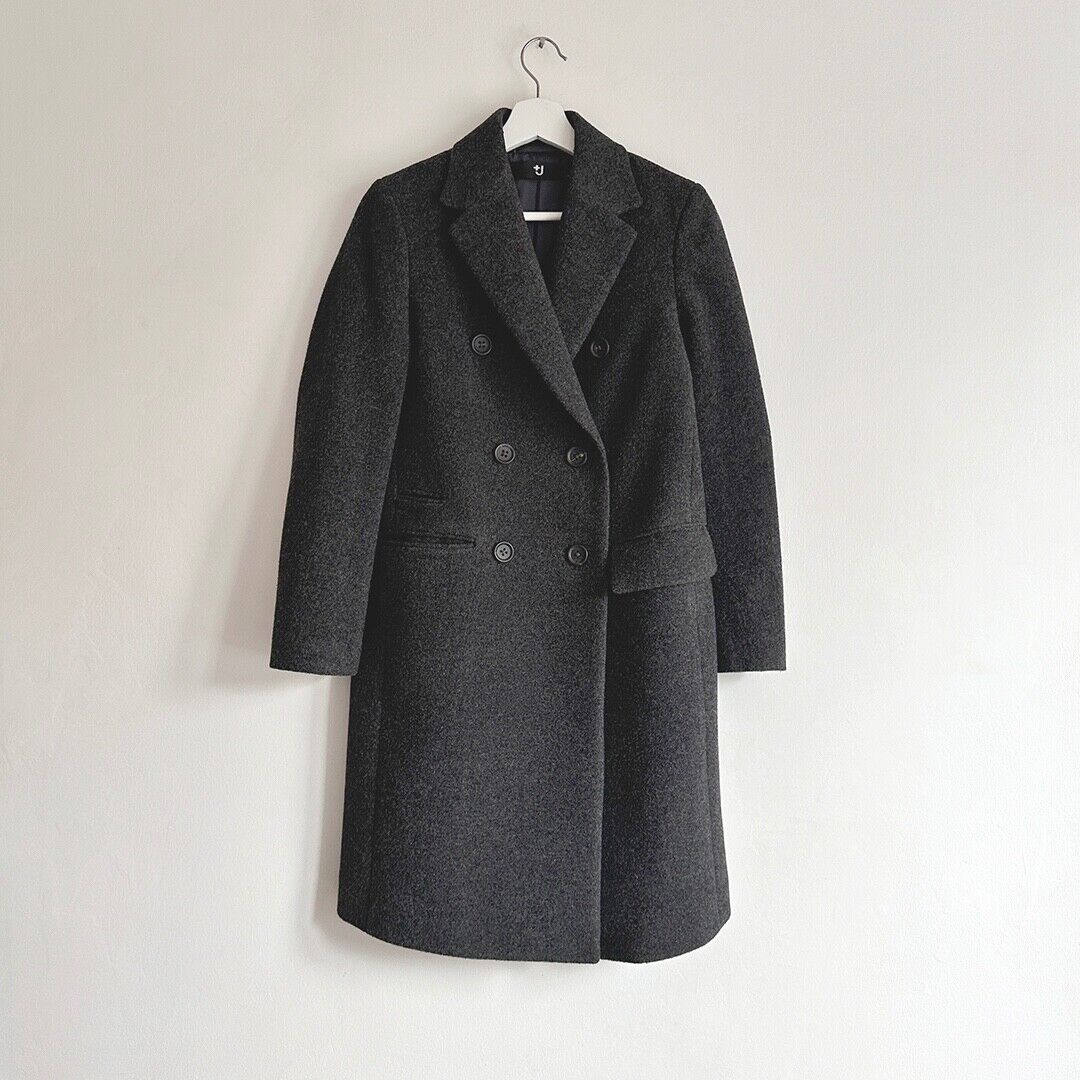 Jil Sander charcoal wool 3/4 coat overcoat uniqlo +j chesterfield chester u S M