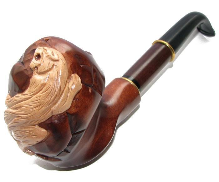 Royal Tiger Hand Carved Wooden Tobacco Smoking Pipe Handmade for 9 mm filter