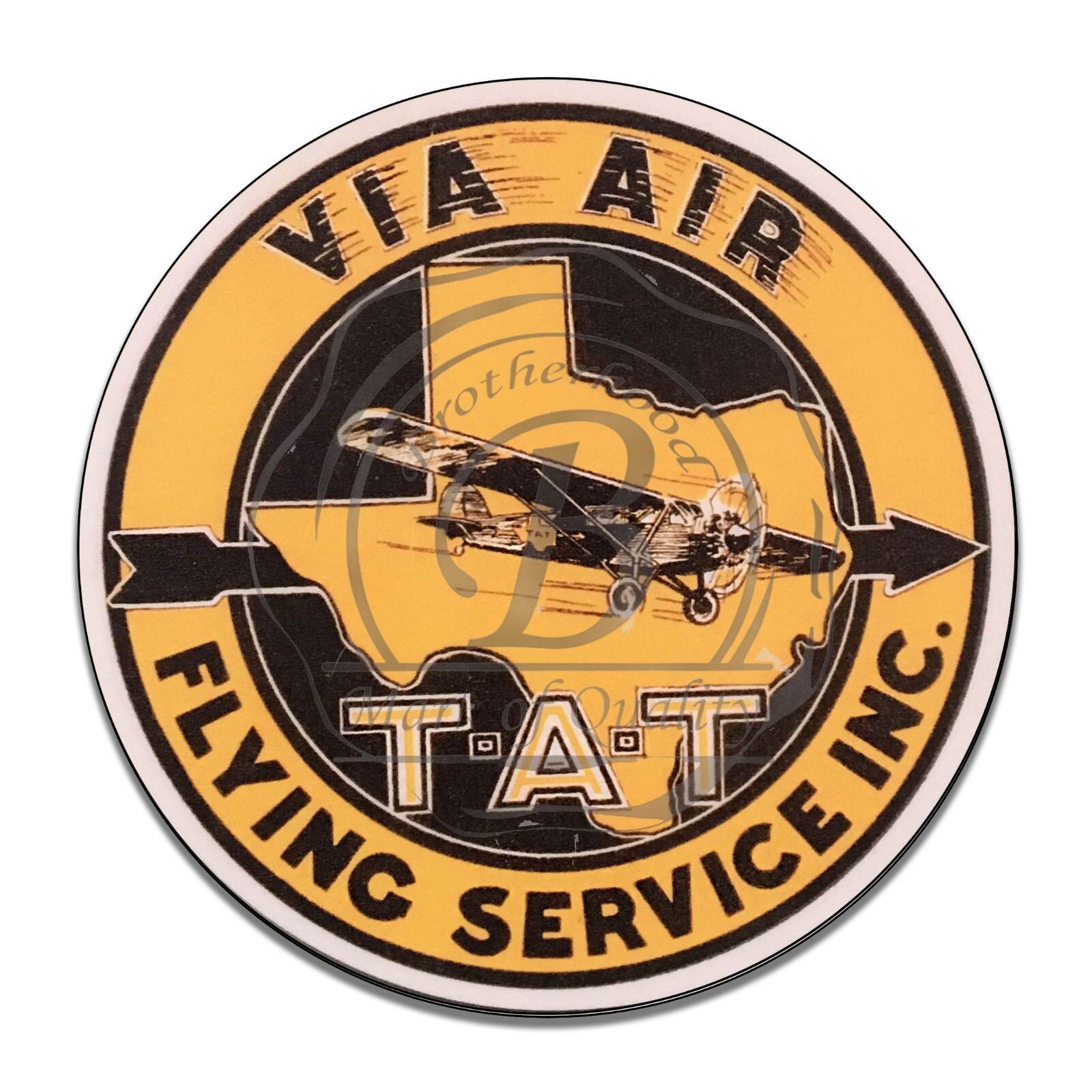 VIA Air Flying Service Inc. TATA Vintage Aviation Vintage Design Circle Sign