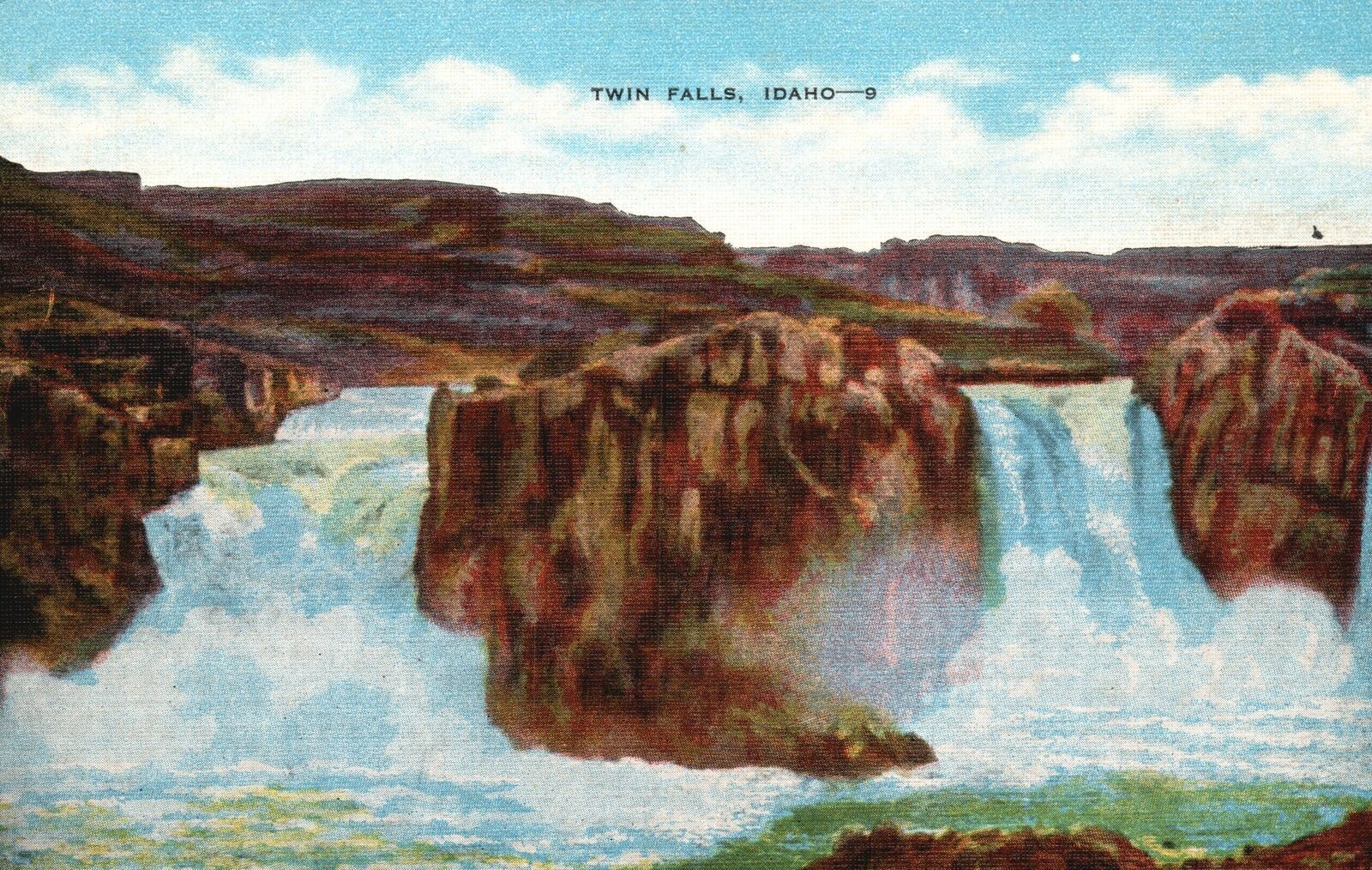 Vintage Postcard Twin Falls Snake River Terrific Column Tourist Attraction Idaho