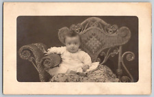 RPPC Portrait Postcard~ Young Child/ Baby Sitting In A Chair Very Wide Eyed picture