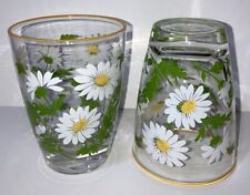 Set of 2 Vintage LIBBEY White & Yellow Daisy Juice Glasses, MCM ~ Ex Condition picture