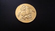 Da Vinci 24K Electroplate Gold Sterling Silver Horseman attacking foe Medal picture