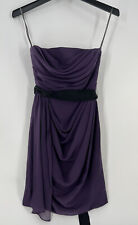 Vera Wang White Dress Strapless Purple Draped Fitted Formal Cocktail Size 4 picture
