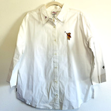 Disney Store Winnie The Pooh White Button Down Collar Women Shirt Blouse Size L picture