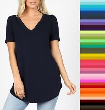 Womens Zenana Relaxed Fit V Neck TShirt Short Sleeve Rayon Plus Size 1X 2X 3X picture