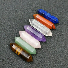 7PC Natural Obelisk Quartz Crystal Wand Double Point Healing Reiki Mineral Stone picture