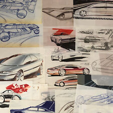 Car Styling Concept Illustration Art Drawing Sketch Lot of 22 1960s - 1990s picture