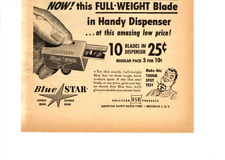 Vintage Print Ad Blue Star Razor Blades Brooklyn New York 1950 Americana Decor picture