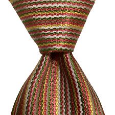 MISSONI Men's 100% Silk Necktie ITALY Designer STRIPED Multi-Colored Classic EUC picture