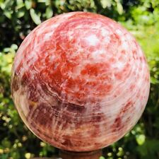 1630G Natural Red Stripe Pork Stone Crystal Quartz Sphere Ball Reiki Heals 726 picture