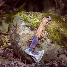 AUTHENTIC WRAP ROSE WOOD NORDIC VIKING AXE WITH LEATHER SHEATH | VIKING HATCHET picture