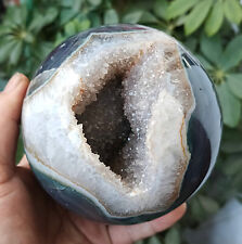 1775g Natural Amethyst Geode & Agate Sphere Ball Reiki w/ Stand Brazil 1 picture