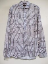 ETRO Milano Slim Fit gray white maroon striped button down mens shirt sz eu 40 picture