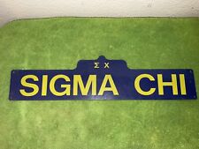 Vintage Sigma Chi Metal Fraternity Sign Apple Corps 80s Ucf Florida 18” X 3” picture