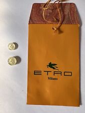 Two Vintage ETRO MILANO Designer White Replacement Button Signed 0.5” 1cm picture