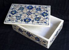 Rectangle White Marble Corporate Gift Box Floral Pattern Inlay Work Jewelry Box picture