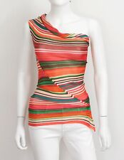 Missoni Mare Fitted Striped Knit Viscose Bias Cut One Shoulder Tank Top Sz 38 picture