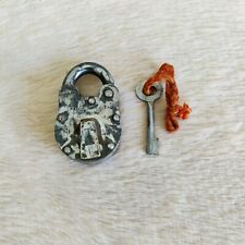 Vintage 50mm Brass Tag Iron Padlock Bhanu TRDS Aligarh Decorative Working PD43 picture