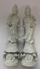 Chinese Guanyin & KwanYin Lotus Blanc DeChine Porcelain Figurine Statues Vintage picture