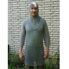 CHAIN MAIL SHIRT AND HOOD ALUMINIUM  BUTTED HAUBERGEON VIKING MEDIEVAL ARMO picture