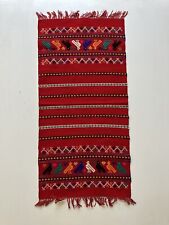 Vtg Wool Hand Embroidered Table Runner Red Birds Made in Hungary picture
