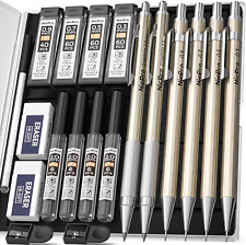 6PCS Art Mechanical Pencils Set, Metal Drafting Pencil 0.3, 0.5, 0.7, 0.9 Mm & 2 picture