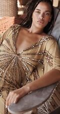 Free People Jen's Pirate Booty Starbust Avenue Embellished Kaftan Gold M/L NEW picture