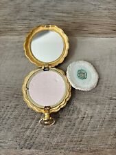 1950s Vintage Max Factor Gold Tone Pocket Watch Style Powder Compact with puff picture
