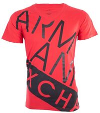 ARMANI EXCHANGE Red Black BIAS Short Sleeve Slim Fit Designer V-neck T-shirt NWT picture
