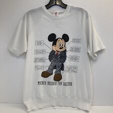 Rare VTG DISNEY Mickey Mouse Dressed For Success Short Sleeve Sweatshirt 90s Lrg picture