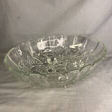 Vintage INDIANA GLASS Clear Oval Footed HARVEST GRAPE Fruit Bowl 12