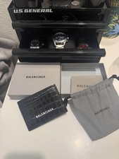 Balenciaga Unisex Black Croc Pattern Logo Card Wallet Credit Card Holder picture